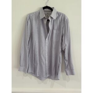 Jos. A Bank Non-Iron Tailored Fit Purple/White Checkered Button Down, 16.5-35